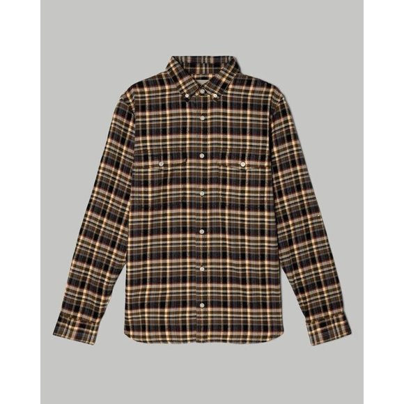 Everlane The Brushed Flannel Shirt Beech Plaid Button Down Brown Gray Soft Sz M - Picture 5 of 8